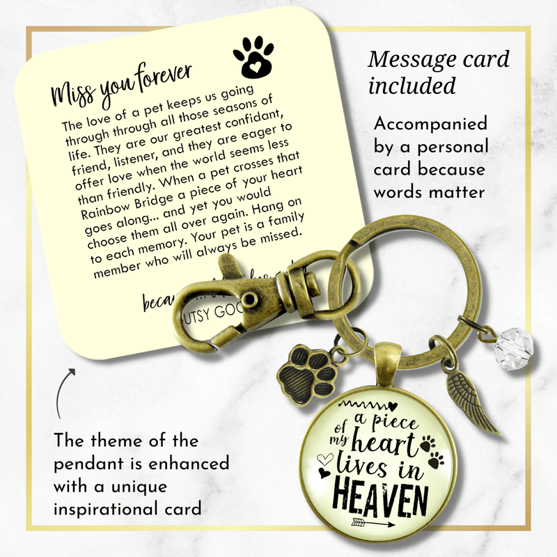 Pet Memorial Keychain A Piece Of My Heart Gift Angel Wing Paw Cat Dog Remembrance Jewelry - Gutsy Goodness Handmade Jewelry;Pet Memorial Keychain A Piece Of My Heart Gift Angel Wing Paw Cat Dog Remembrance Jewelry - Gutsy Goodness Handmade Jewelry Gifts