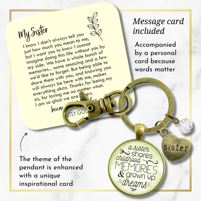 Sisters Keychain A Sister Shares Childhood Memories Meaningful Jewelry Gift For Women Sisterhood - Gutsy Goodness Handmade Jewelry;Sisters Keychain A Sister Shares Childhood Memories Meaningful Jewelry Gift For Women Sisterhood - Gutsy Goodness Handmade Jewelry Gifts