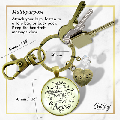 Sisters Keychain A Sister Shares Childhood Memories Meaningful Jewelry Gift For Women Sisterhood - Gutsy Goodness Handmade Jewelry;Sisters Keychain A Sister Shares Childhood Memories Meaningful Jewelry Gift For Women Sisterhood - Gutsy Goodness Handmade Jewelry Gifts