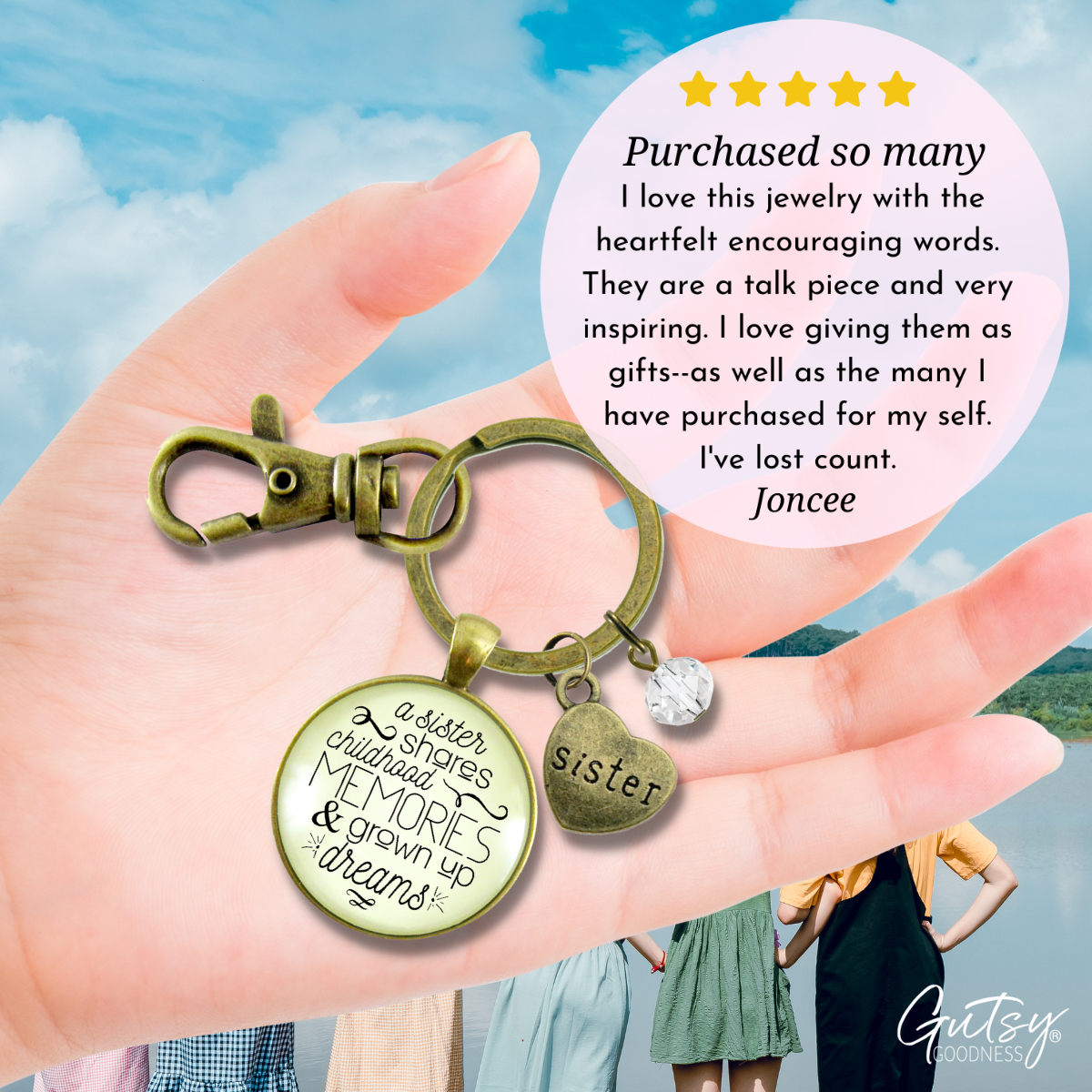 Sisters Keychain A Sister Shares Childhood Memories Meaningful Jewelry Gift For Women Sisterhood - Gutsy Goodness Handmade Jewelry;Sisters Keychain A Sister Shares Childhood Memories Meaningful Jewelry Gift For Women Sisterhood - Gutsy Goodness Handmade Jewelry Gifts