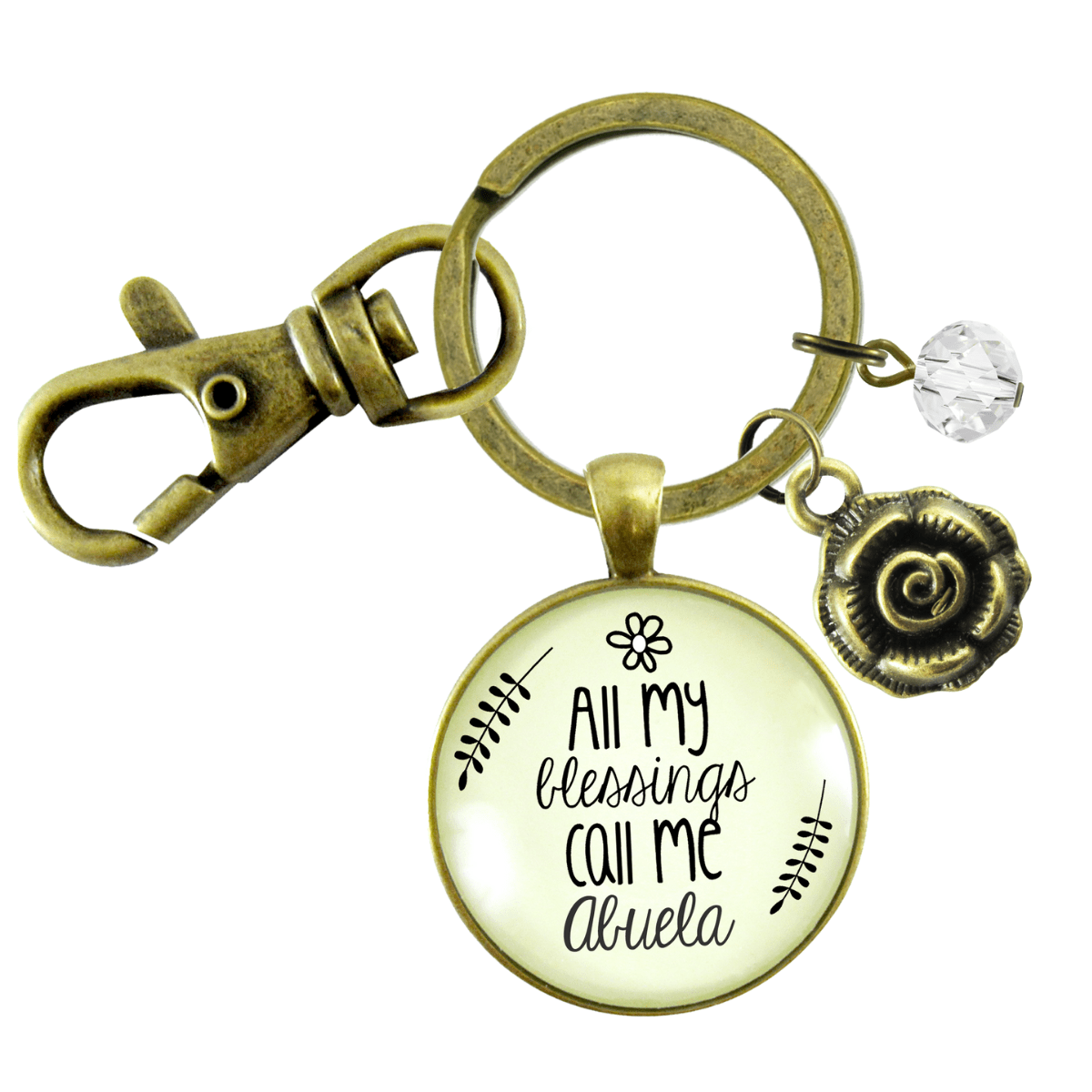 Abuela Keychain All My Blessings Call Me Abuela Spanish Grandmother Gift Jewelry - Gutsy Goodness