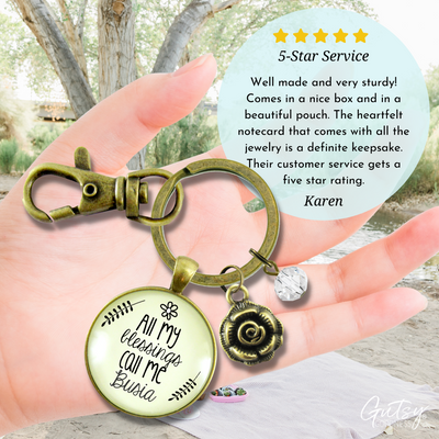 Busia Keychain All My Blessings Call Me Busia Polish Grandma Charm Jewelry Gift - Gutsy Goodness Handmade Jewelry;Busia Keychain All My Blessings Call Me Busia Polish Grandma Charm Jewelry Gift - Gutsy Goodness Handmade Jewelry Gifts