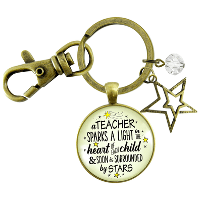 Teacher Keychain Sparks A Light Inspirational Jewelry Thank You Gift - Gutsy Goodness Handmade Jewelry;Teacher Keychain Sparks A Light Inspirational Jewelry Thank You Gift - Gutsy Goodness Handmade Jewelry Gifts