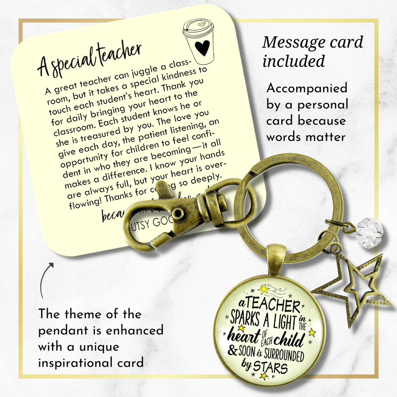 Teacher Keychain Sparks A Light Inspirational Jewelry Thank You Gift - Gutsy Goodness Handmade Jewelry;Teacher Keychain Sparks A Light Inspirational Jewelry Thank You Gift - Gutsy Goodness Handmade Jewelry Gifts