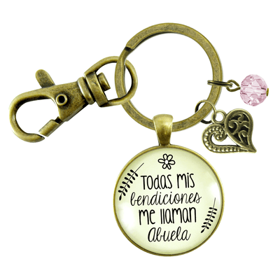 Abuela Keychain All My Blessings Spanish Grandma Womens Family Gift Jewelry - Gutsy Goodness
