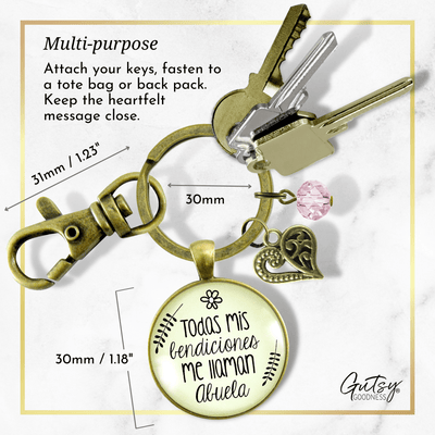 Abuela Keychain All My Blessings Spanish Grandma Womens Family Gift Jewelry - Gutsy Goodness