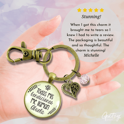 Abuela Keychain All My Blessings Spanish Grandma Womens Family Gift Jewelry - Gutsy Goodness