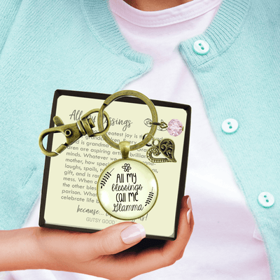 Glamma Keychain All My Blessings Young At Heart Grandma Womens Family Gift Jewelry - Gutsy Goodness Handmade Jewelry;Glamma Keychain All My Blessings Young At Heart Grandma Womens Family Gift Jewelry - Gutsy Goodness Handmade Jewelry Gifts
