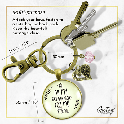 Mimi Keychain All My Blessings Sweet Mimi Grandma Womens Family Gift Jewelry - Gutsy Goodness