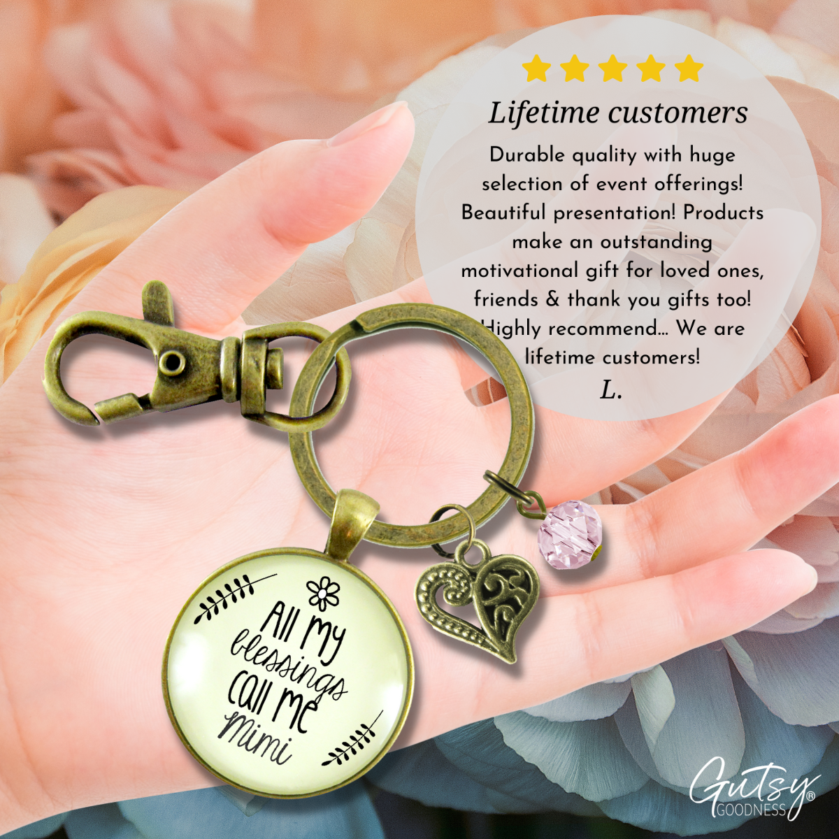 Mimi Keychain All My Blessings Sweet Mimi Grandma Womens Family Gift Jewelry - Gutsy Goodness