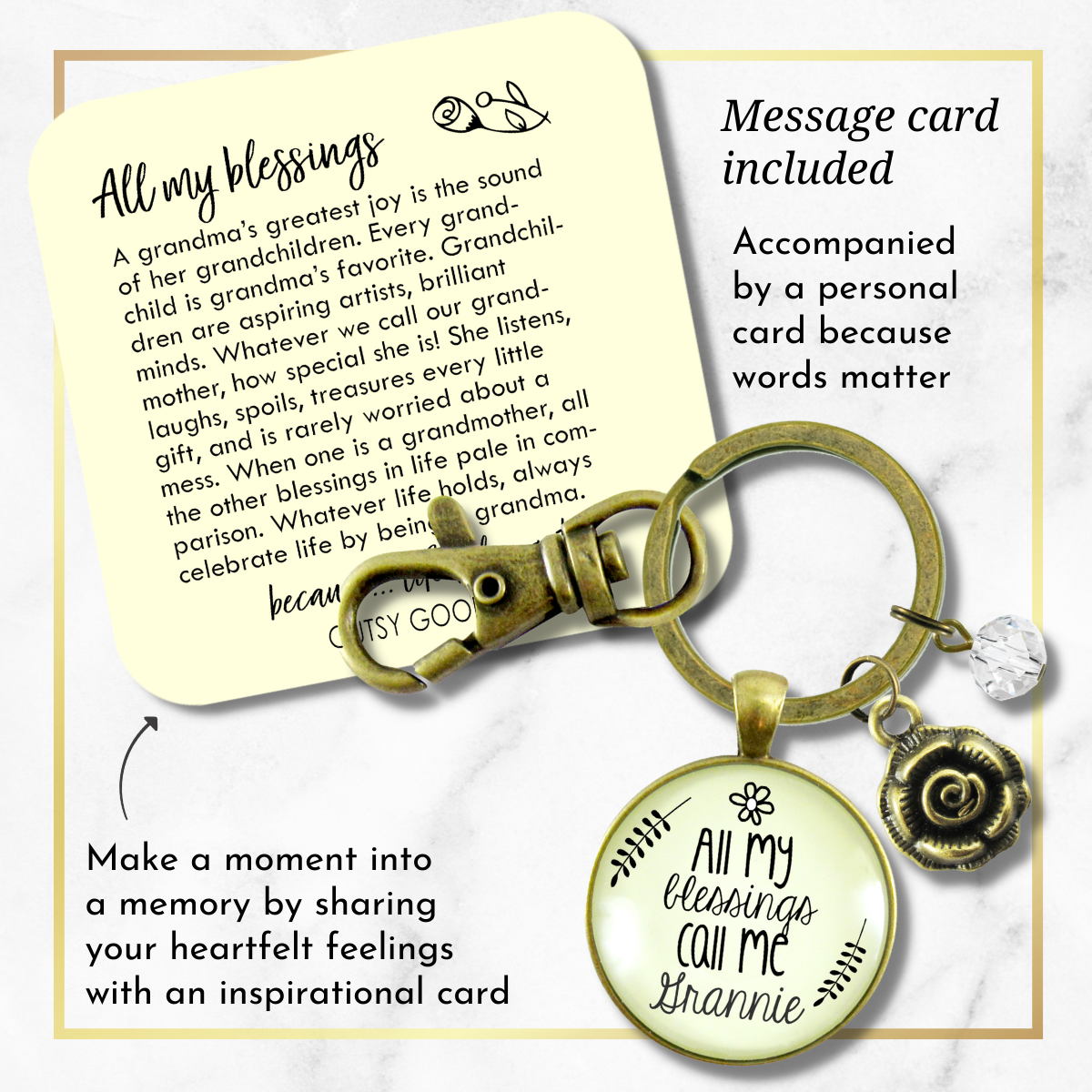 Grannie Keychain All My Blessings Meaningful Grandma Gift Charm Jewelry - Gutsy Goodness Handmade Jewelry;Grannie Keychain All My Blessings Meaningful Grandma Gift Charm Jewelry - Gutsy Goodness Handmade Jewelry Gifts