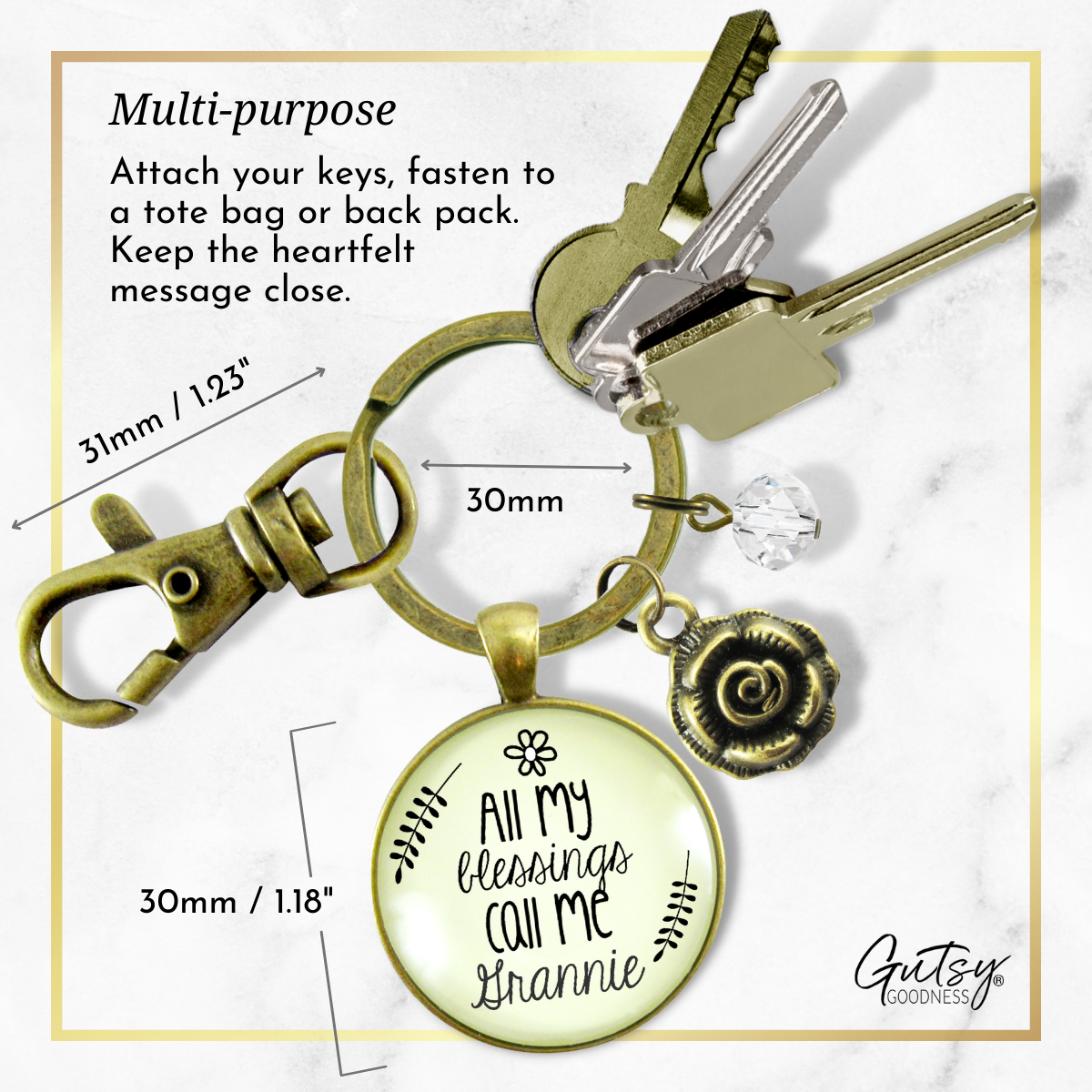 Grannie Keychain All My Blessings Meaningful Grandma Gift Charm Jewelry - Gutsy Goodness Handmade Jewelry;Grannie Keychain All My Blessings Meaningful Grandma Gift Charm Jewelry - Gutsy Goodness Handmade Jewelry Gifts