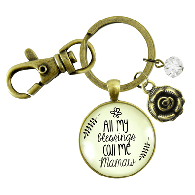 Mamaw Keychain All My Blessings Call Me Mamaw Southern Grandma Jewelry Gift - Gutsy Goodness