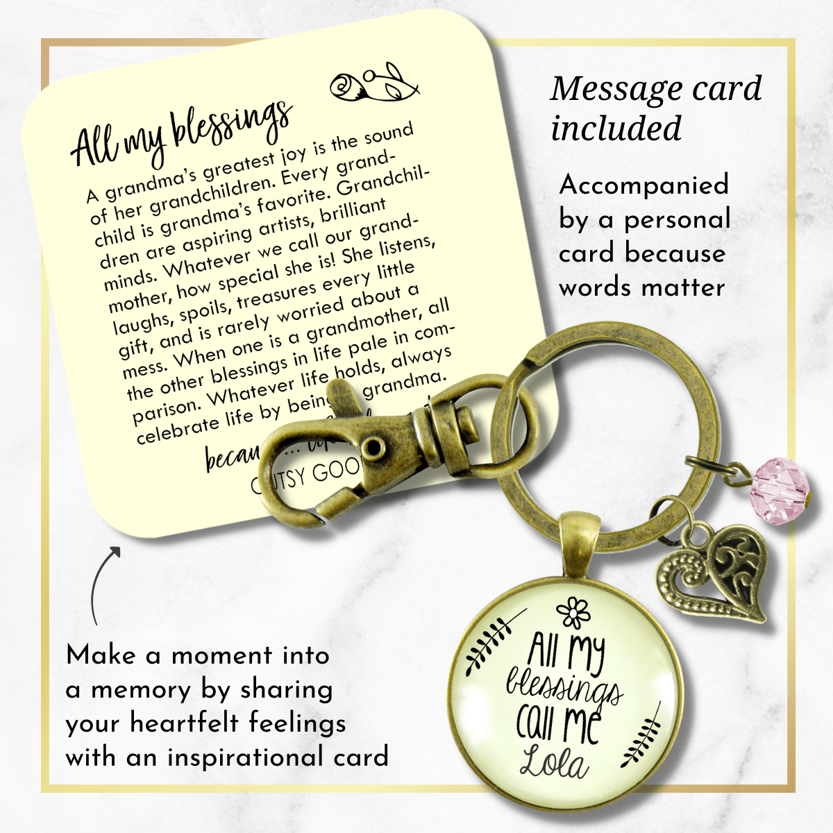 Lola Keychain All My Blessings Filipino Grandma Womens Family Gift Jewelry - Gutsy Goodness;Lola Keychain All My Blessings Filipino Grandma Womens Family Gift Jewelry - Gutsy Goodness Handmade Jewelry Gifts