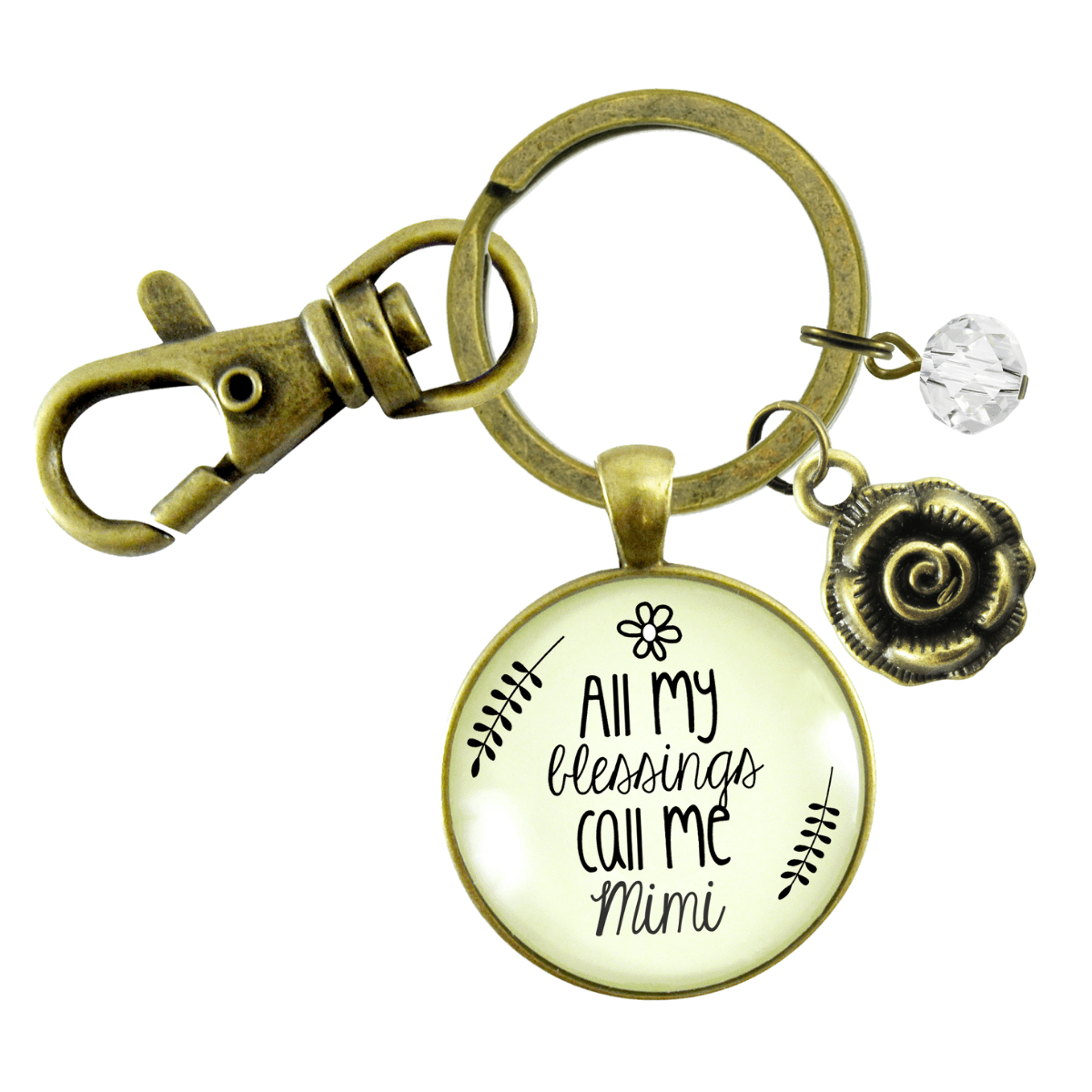 Mimi Keychain All My Blessings Call Me Mimi Gift Quote Charm Jewelry Gift - Gutsy Goodness