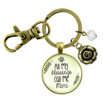 Mimi Keychain All My Blessings Call Me Mimi Gift Quote Charm Jewelry Gift - Gutsy Goodness