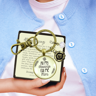 Mimi Keychain All My Blessings Call Me Mimi Gift Quote Charm Jewelry Gift - Gutsy Goodness