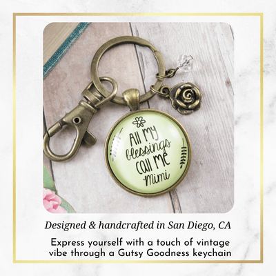 Mimi Keychain All My Blessings Call Me Mimi Gift Quote Charm Jewelry Gift - Gutsy Goodness