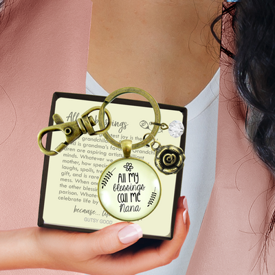 Nana Keychain All My Blessings Call Me Nana Gift Quote Charm Jewelry Gift Flower - Gutsy Goodness Handmade Jewelry;Nana Keychain All My Blessings Call Me Nana Gift Quote Charm Jewelry Gift Flower - Gutsy Goodness Handmade Jewelry Gifts