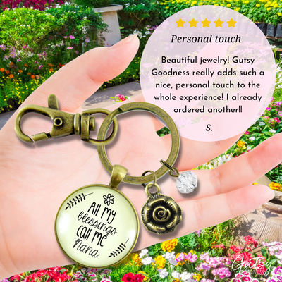 Nana Keychain All My Blessings Call Me Nana Gift Quote Charm Jewelry Gift Flower - Gutsy Goodness Handmade Jewelry;Nana Keychain All My Blessings Call Me Nana Gift Quote Charm Jewelry Gift Flower - Gutsy Goodness Handmade Jewelry Gifts