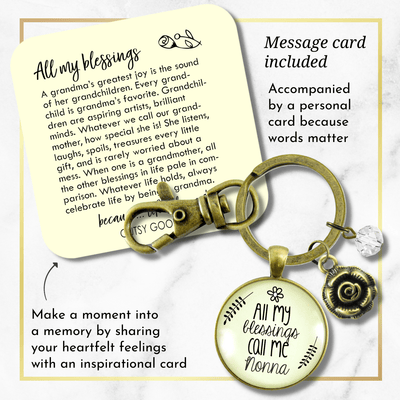 Nonna Keychain All My Blessings Call Me Nonna Italian Grandma Charm Jewelry Gift - Gutsy Goodness Handmade Jewelry;Nonna Keychain All My Blessings Call Me Nonna Italian Grandma Charm Jewelry Gift - Gutsy Goodness Handmade Jewelry Gifts