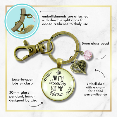 Nonna Keychain All My Blessings Italian Grandma Womens Family Gift Jewelry - Gutsy Goodness Handmade Jewelry;Nonna Keychain All My Blessings Italian Grandma Womens Family Gift Jewelry - Gutsy Goodness Handmade Jewelry Gifts