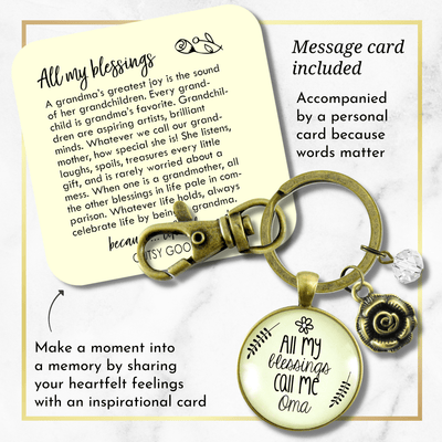 Oma Keychain All My Blessings Call Me Oma Gift Quote Charm Jewelry Gift Flower - Gutsy Goodness Handmade Jewelry;Oma Keychain All My Blessings Call Me Oma Gift Quote Charm Jewelry Gift Flower - Gutsy Goodness Handmade Jewelry Gifts