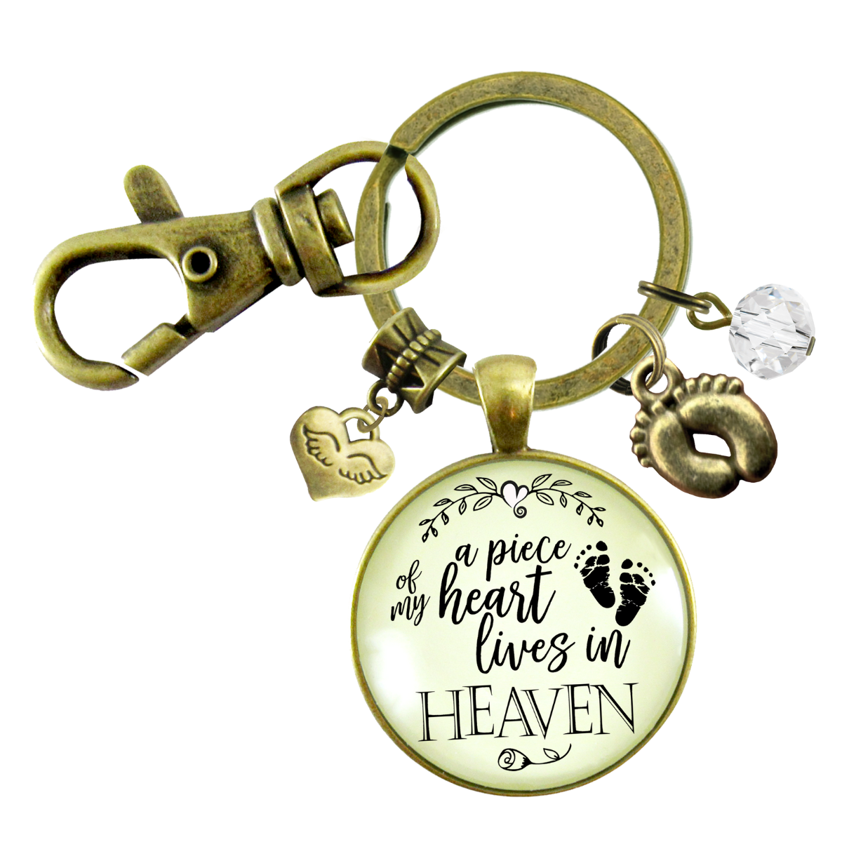 Miscarriage Baby Loss Keychain Piece of Heart Heaven Memory Baby Feet Jewelry - Gutsy Goodness Handmade Jewelry;Miscarriage Baby Loss Keychain Piece Of Heart Heaven Memory Baby Feet Jewelry - Gutsy Goodness Handmade Jewelry Gifts