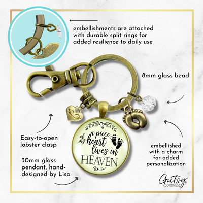 Miscarriage Baby Loss Keychain Piece of Heart Heaven Memory Baby Feet Jewelry - Gutsy Goodness Handmade Jewelry;Miscarriage Baby Loss Keychain Piece Of Heart Heaven Memory Baby Feet Jewelry - Gutsy Goodness Handmade Jewelry Gifts