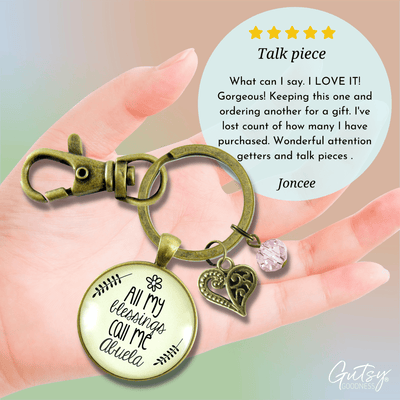 Abuela Keychain All My Blessings Spanish Grandma Family Heart Gift Jewelry - Gutsy Goodness