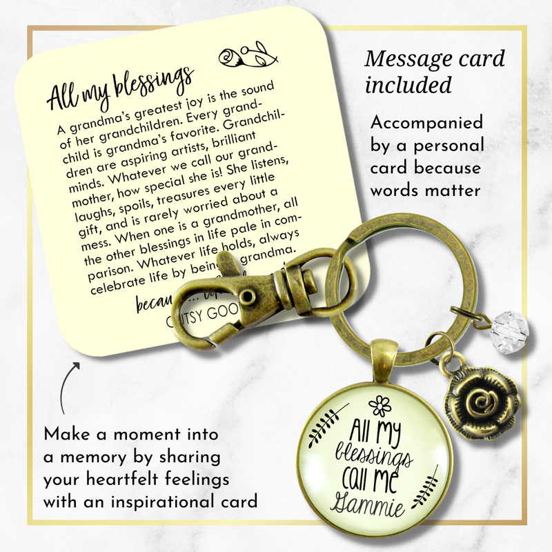 Gammie Keychain All My Blessings Call Me Gammie Southern Grandma Jewelry Gift - Gutsy Goodness Handmade Jewelry;Gammie Keychain All My Blessings Call Me Gammie Southern Grandma Jewelry Gift - Gutsy Goodness Handmade Jewelry Gifts