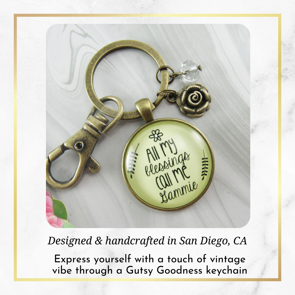 Gammie Keychain All My Blessings Call Me Gammie Southern Grandma Jewelry Gift - Gutsy Goodness Handmade Jewelry;Gammie Keychain All My Blessings Call Me Gammie Southern Grandma Jewelry Gift - Gutsy Goodness Handmade Jewelry Gifts