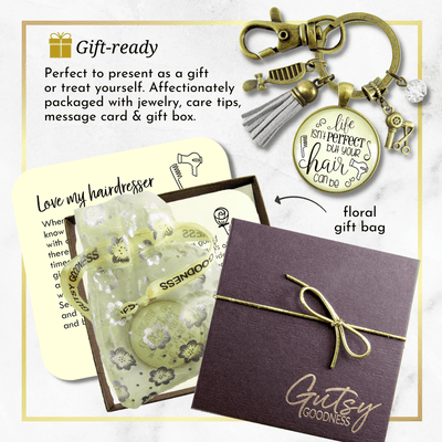 Beautician Keychain Life Isn't Perfect But Hair Can Be Jewelry Stylist Quote Gift Tassel - Gutsy Goodness