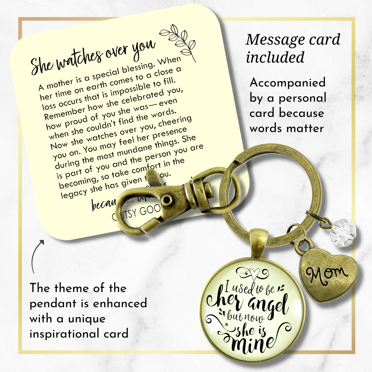 Mom Memorial Jewelry I Used To Be Her Angel Keychain Mother Remembrance Keepsake Gift - Gutsy Goodness