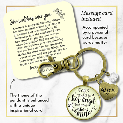 Mom Memorial Jewelry I Used To Be Her Angel Keychain Mother Remembrance Keepsake Gift - Gutsy Goodness