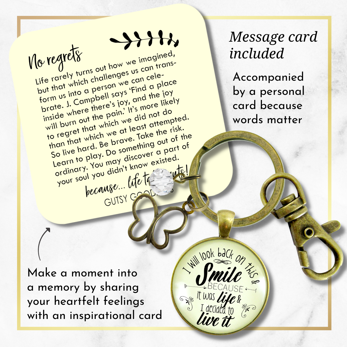 Survivor Keychain I Will Look Back Life Strength Meaningful Jewelry  Keychain - Women - Gutsy Goodness Handmade Jewelry