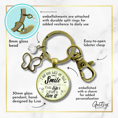 Survivor Keychain I Will Look Back Life Strength Meaningful Jewelry  Keychain - Women - Gutsy Goodness Handmade Jewelry