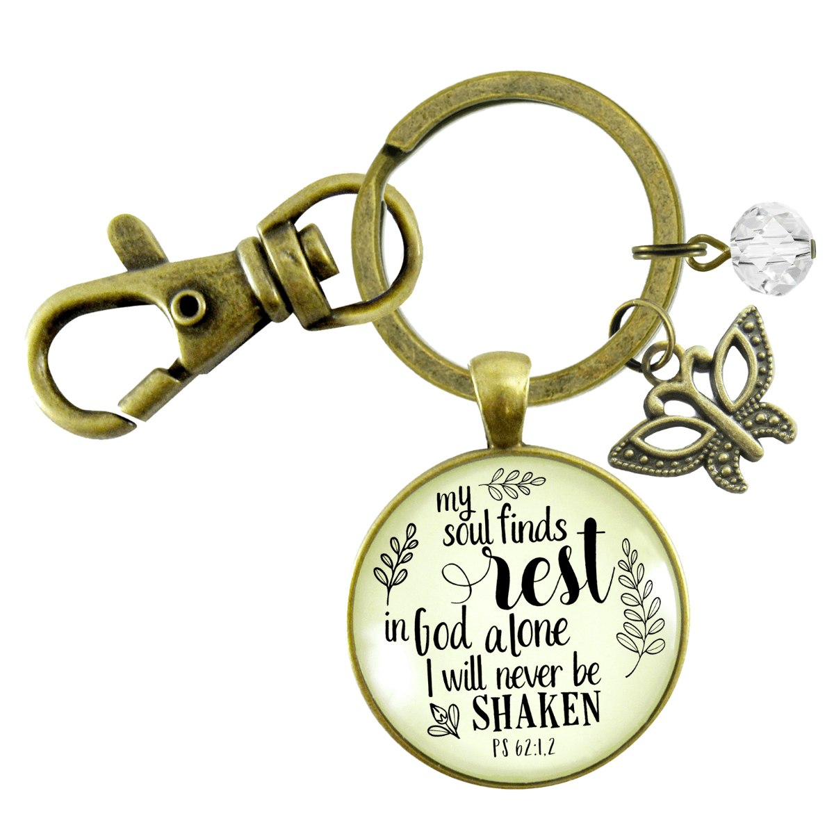 Faith Keychain My Soul Finds Rest Womens Inspirational Quote Peaceful Life Butterfly Jewelry - Gutsy Goodness