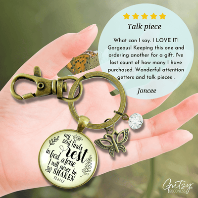 Faith Keychain My Soul Finds Rest Womens Inspirational Quote Peaceful Life Butterfly Jewelry - Gutsy Goodness