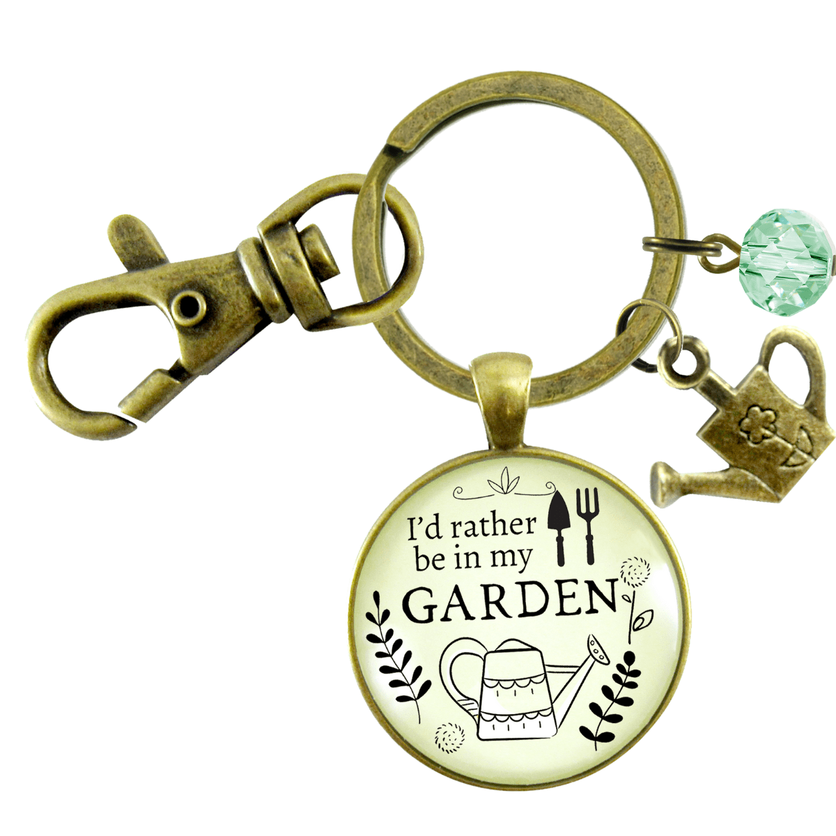 Gardening Keychain I'd Rather Be In My Garden Plant Lady Quote Gift Jewelry - Gutsy Goodness