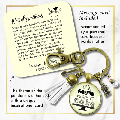 Baker Keychain If In Doubt Make Cake Pastry Foodie Lover Womens Gift Tassel Jewelry - Gutsy Goodness