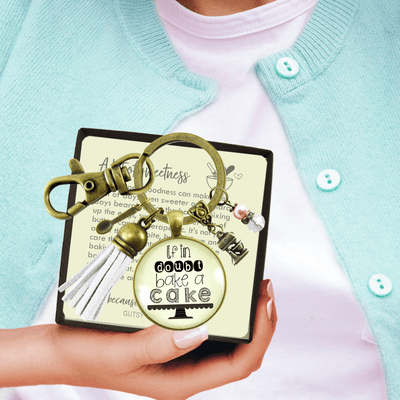 Baker Keychain If In Doubt Make Cake Pastry Foodie Lover Womens Gift Tassel Jewelry - Gutsy Goodness