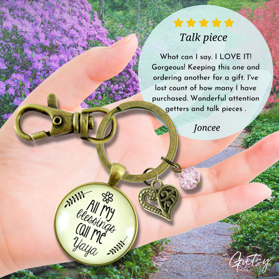 Yaya Keychain All My Blessings Greek Grandma Womens Family Gift Jewelry - Gutsy Goodness Handmade Jewelry;Yaya Keychain All My Blessings Greek Grandma Womens Family Gift Jewelry - Gutsy Goodness Handmade Jewelry Gifts