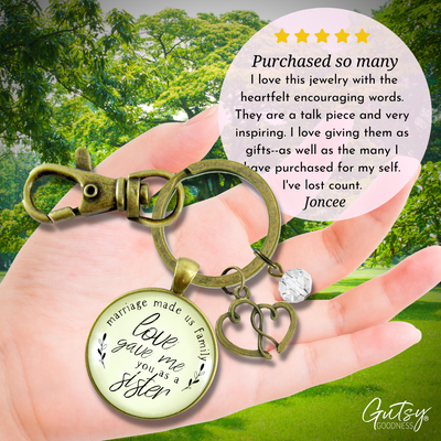 Sister In Law Keychain Marriage Made Us Family Love Gave Me You Bonus Sis Wedding Gift Jewelry - Gutsy Goodness Handmade Jewelry;Sister In Law Keychain Marriage Made Us Family Love Gave Me You Bonus Sis Wedding Gift Jewelry - Gutsy Goodness Handmade Jewelry Gifts