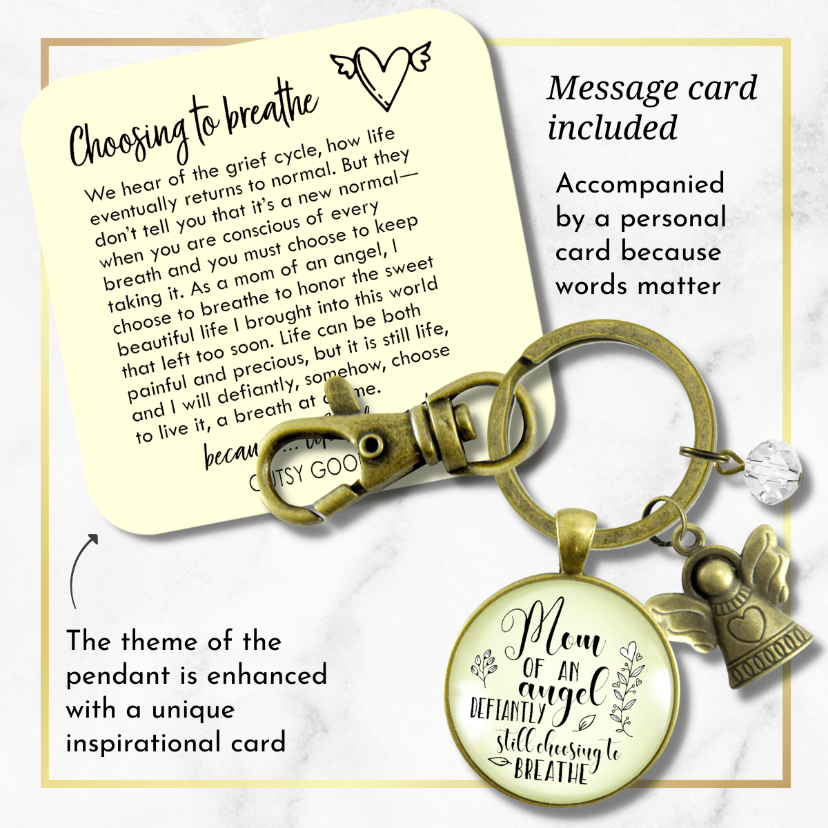 Child's Remembrance Memorial Keychain Mom of An Angel Sympathy Gift - Gutsy Goodness Handmade Jewelry;Child's Remembrance Memorial Keychain Mom Of An Angel Sympathy Gift - Gutsy Goodness Handmade Jewelry Gifts