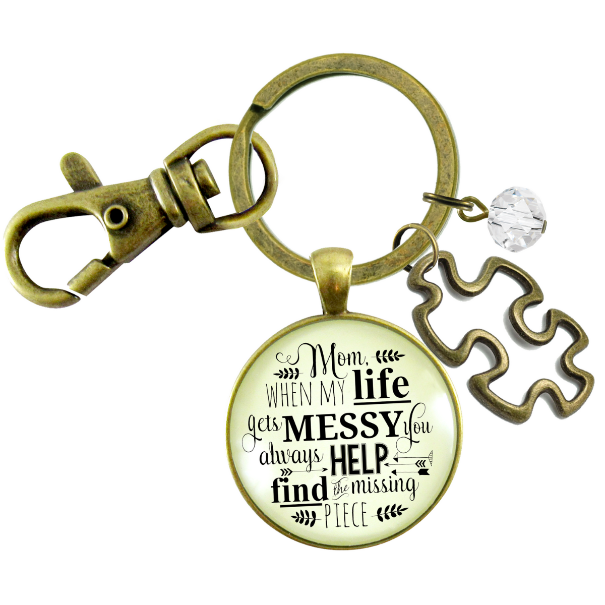 Mom Keychain Life Gets Messy Quote Love You Jewelry from Daughter  Keychain - Women - Gutsy Goodness Handmade Jewelry