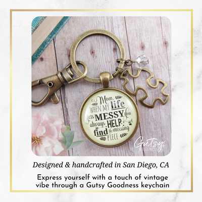 Mom Keychain Life Gets Messy Quote Love You Jewelry from Daughter  Keychain - Women - Gutsy Goodness Handmade Jewelry