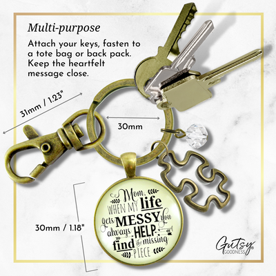 Mom Keychain Life Gets Messy Quote Love You Jewelry from Daughter  Keychain - Women - Gutsy Goodness Handmade Jewelry