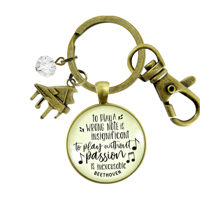 Piano Keychain To Play A Wrong Note Is Insignificant Beethoven Quote Music Piano Teacher Jewelry - Gutsy Goodness