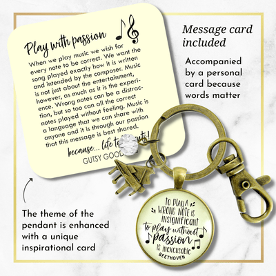 Piano Keychain To Play A Wrong Note Is Insignificant Beethoven Quote Music Piano Teacher Jewelry - Gutsy Goodness